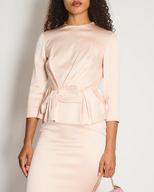 Christian Dior Pink Long Sleeve Top with Bow Detail and Matching Skirt Size FR 40 (UK 12)