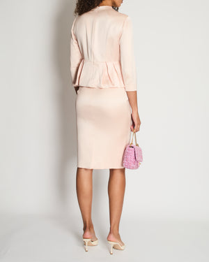 Christian Dior Pink Long Sleeve Top with Bow Detail and Matching Skirt Size FR 40 (UK 12)