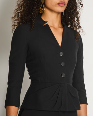 Christian Dior Black Button Down Jacket with Ruched Pocket Detail Size FR 36 (UK 8)
