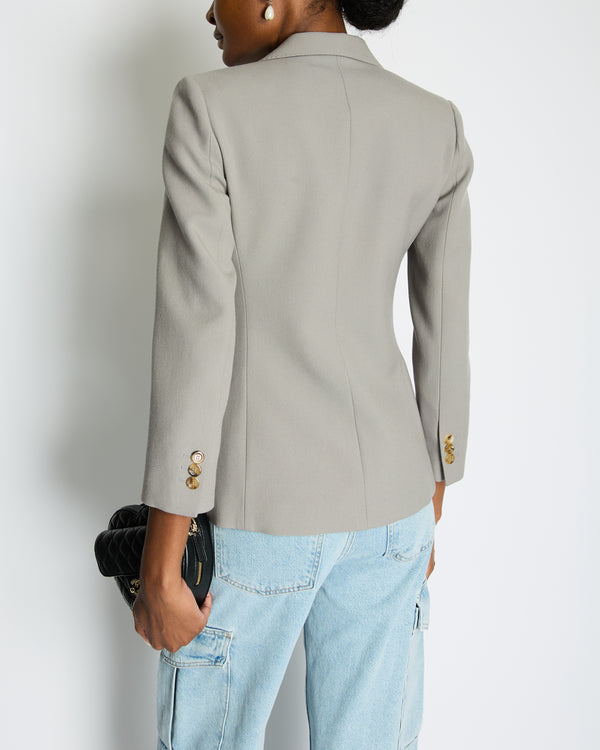 Gucci Grey Wool Blazer Jacket with Gold Lining and Horn Button Details Size IT 38 (UK 6)