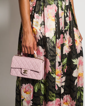 Dolce & Gabbana Black and Pink Floral Short Sleeve Jumpsuit with Button Details Size IT 42 (UK 10)