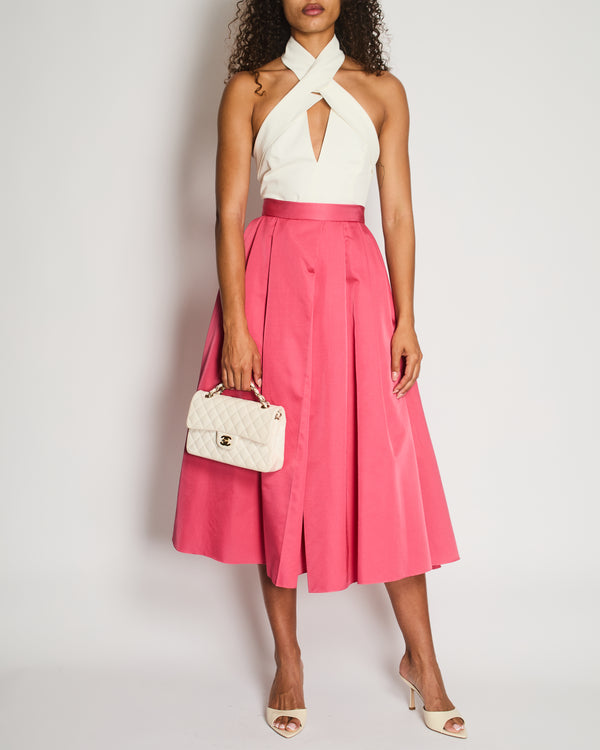Christian Dior Pink Wool and Silk Pleated Midi Skirt Size FR 40 (UK 12)
