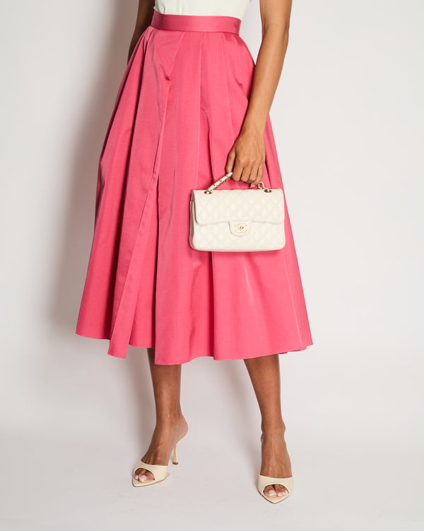 Christian Dior Pink Wool and Silk Pleated Midi Skirt Size FR 40 (UK 12)
