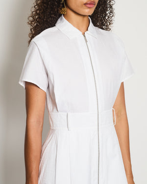 Hermès White H Printed Short-Sleeve Midi Dress with Zip Detailing Size FR 40 (UK 12)