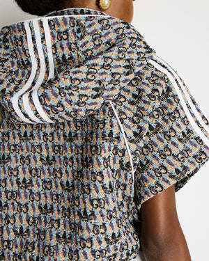 Gucci X Adidas Purple and Yellow Cropped Short Sleeve Hooded Jacket with GG Prints Size IT 42 (UK 10)