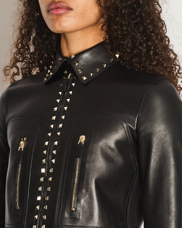 Valentino Black Lambskin Leather Rockstud Jacket Size FR 36 (UK 8) RRP £3,000