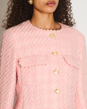 *HOT* Chanel Vintage SS93 Light Pink Tweed Jacket with Gold Bag Button Details Size FR 38/40 (UK 10/12)