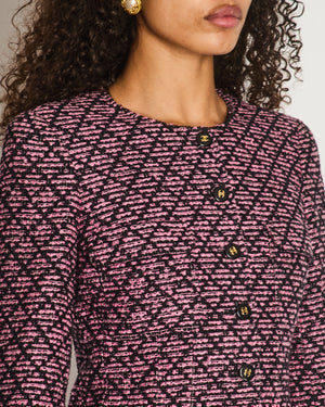 Chanel 95A Black and Pink Tweed Jacket with Gold CC Logo Buttons Size FR 40 (UK 12)&nbsp;