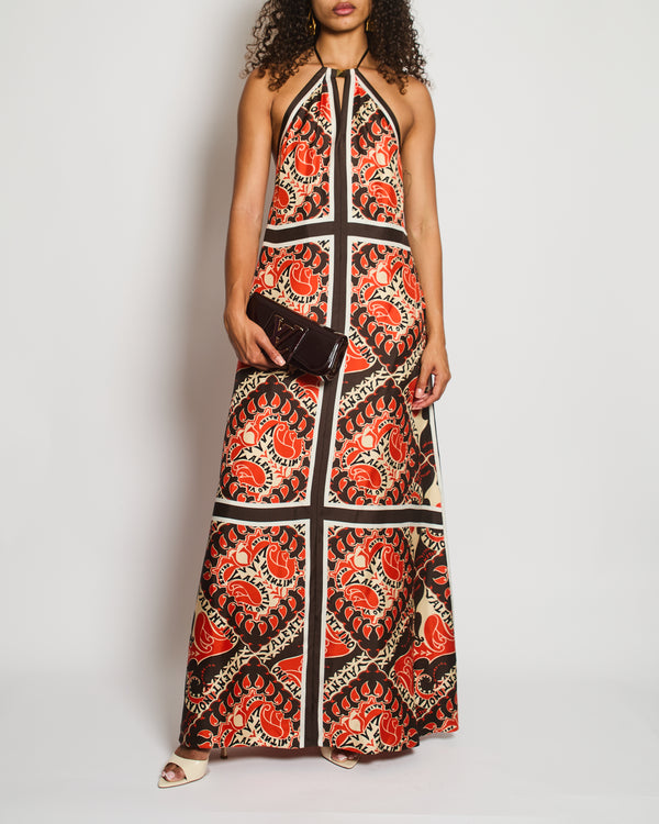 Valentino Red Mini Bandana Print Maxi Dress with Rockstar Stud Detail Size IT 42 (UK 10)