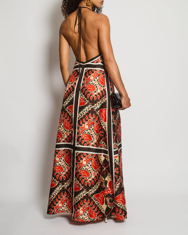 Valentino Red Mini Bandana Print Maxi Dress with Rockstar Stud Detail Size IT 42 (UK 10)