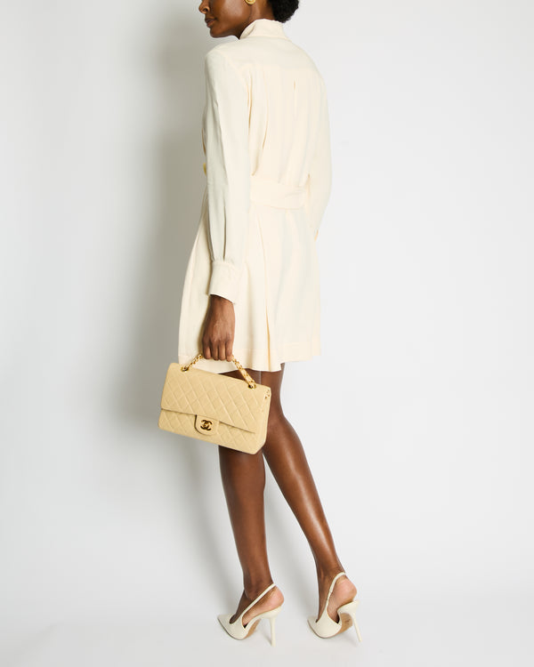 Fendi Cream Long Sleeve Mini Dress with Big Button Details Size IT 40 (UK 8)