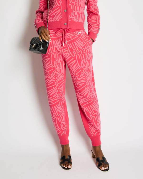 Chanel 21N Hot Pink Cashmere Joggers with Logo Details Size FR 40 (UK 12) RRP £2,370