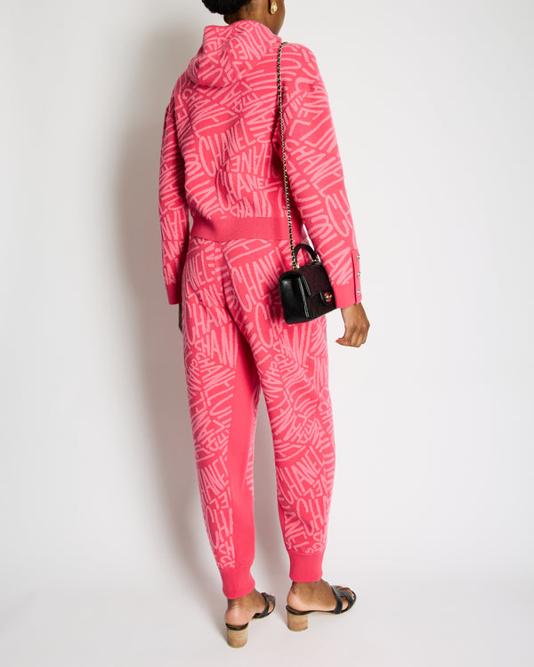 Chanel 21N Hot Pink Cashmere Joggers with Logo Details Size FR 40 (UK 12) RRP £2,370