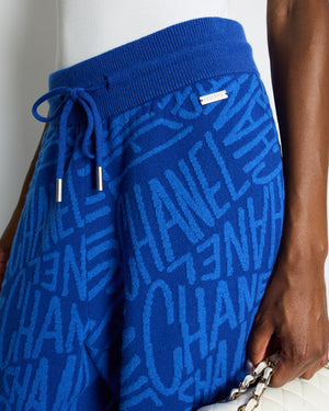 Chanel 21N Electric Blue Cashmere Jogging Bottom with Logo Detail Size FR 44 (UK 14) RRP £2,370
