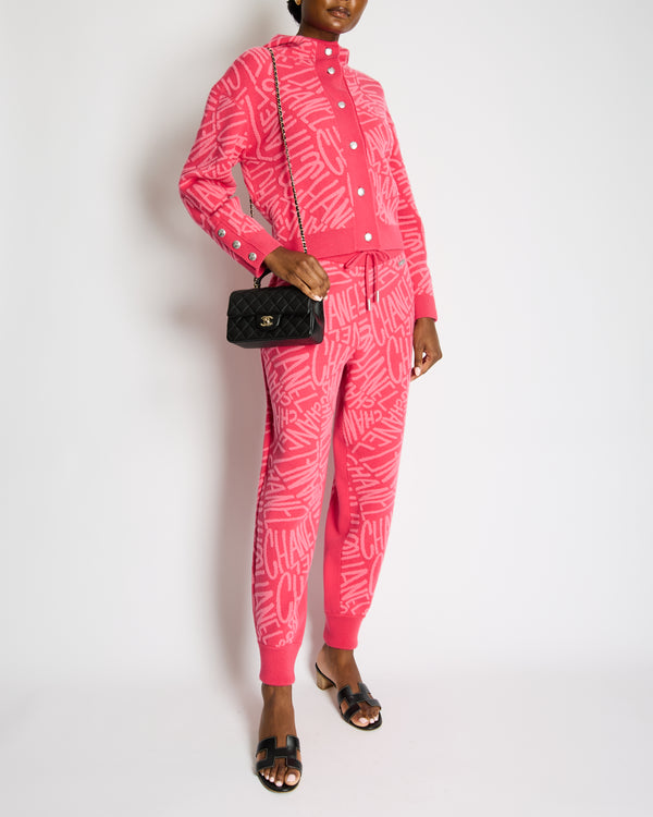 Chanel 21N Hot Pink Cashmere Button Down Long Sleeve Jumper with Hood and Logo Details Size FR 40 (UK 12) £3,425