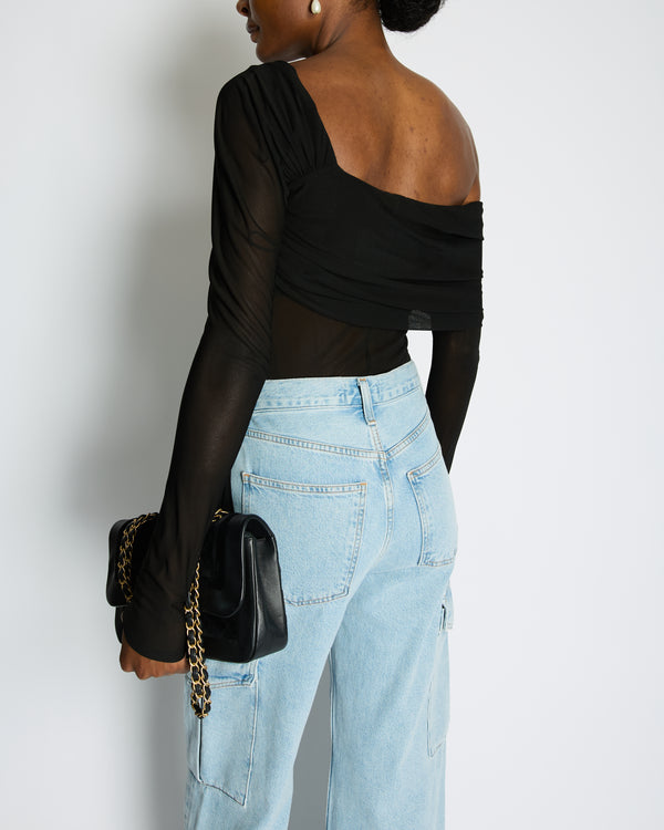 Saint Laurent Black Mesh Long Sleeved Bodysuit Size FR 36 (UK 8)