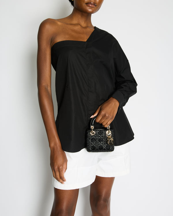 Christian Dior Black Cotton One Sleeve Top FR 38 (UK 10)