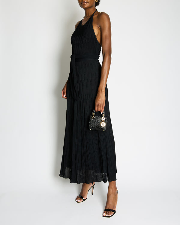 Chanel 09/P Black Strap Midi Dress with CC Diamanté Detail Size FR 38 (UK 10)