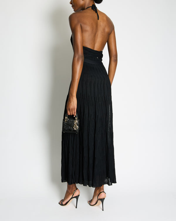 Chanel 09/P Black Strap Midi Dress with CC Diamanté Detail Size FR 38 (UK 10)