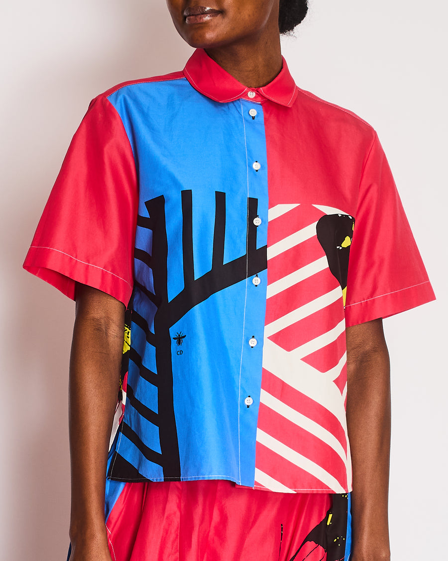 Christian Dior Red, White and Blue Printed Short-Sleeve Shirt and Long Skirt Set Size FR 44 (UK 16)