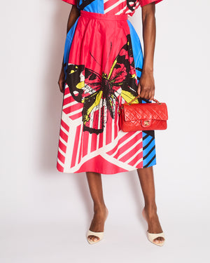 Christian Dior Red, White and Blue Printed Short-Sleeve Shirt and Long Skirt Set Size FR 44 (UK 16)