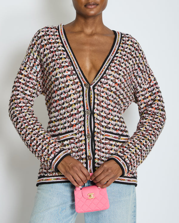Chanel Multi-Colour Long Sleeve Cashmere Blend Knit Cardigan with Silver CC Logo Buttons Size FR 36 (UK 8)
