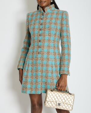 Chanel 22K Blue & Brown Tweed Jacket with Crystal Button Detail Size FR 42 (UK 14) RRP £7150