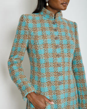Chanel 22K Blue & Brown Tweed Jacket with Crystal Button Detail Size FR 42 (UK 14) RRP £7150