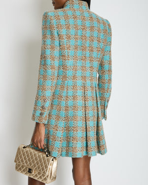 Chanel 22K Blue & Brown Tweed Jacket with Crystal Button Detail Size FR 42 (UK 14) RRP £7150