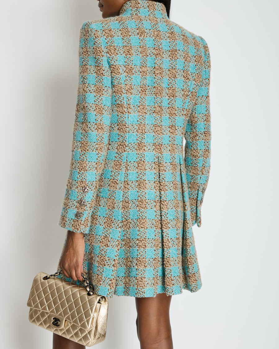 Chanel 22K Blue & Brown Tweed Jacket with Crystal Button Detail Size FR 42 (UK 14) RRP £7150