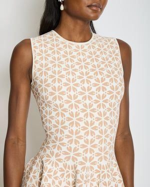 Alexander McQueen Beige Skater Floral Sleeveless Dress Size XS (UK 6)