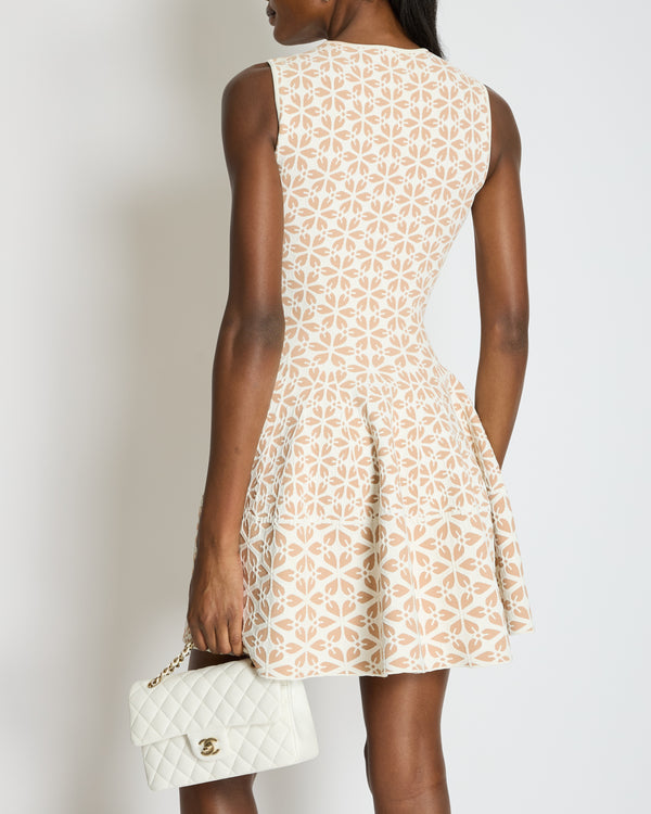 Alexander McQueen Beige Skater Floral Sleeveless Dress Size XS (UK 6)
