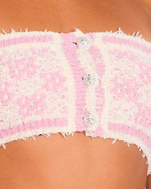 Chanel Pink & White Patterned Mini Bandeau Top Size FR 34 (UK 6)