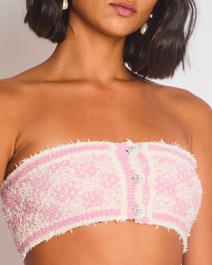Chanel Pink & White Patterned Mini Bandeau Top Size FR 34 (UK 6)