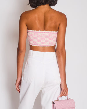 Chanel Pink & White Patterned Mini Bandeau Top Size FR 34 (UK 6)