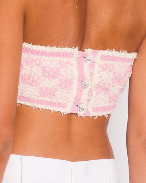 Chanel Pink & White Patterned Mini Bandeau Top Size FR 34 (UK 6)
