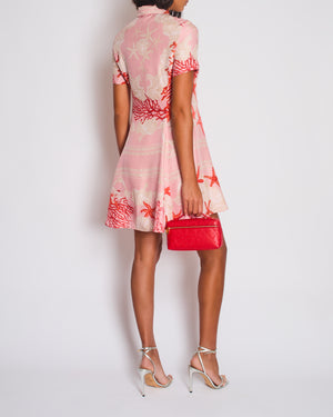 Versace Pink Coral Printed Silk Mini Dress Size IT 36 (UK 4)