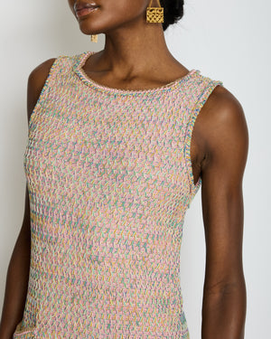 Chanel Pink Multicolour Knitted Mini Dress with CC Logo Detail Size FR 38 (UK 10)