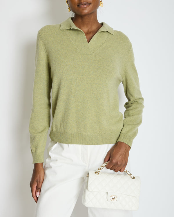 Loro Piana Green Baby Cashmere Open Collar Sweater IT 40 (UK 8)