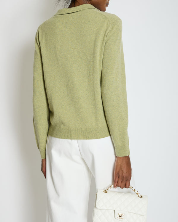 Loro Piana Green Baby Cashmere Open Collar Sweater IT 40 (UK 8)