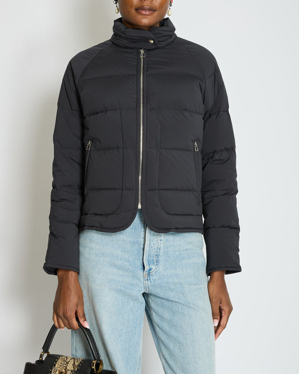 Hermès Black Reversible Puffer Jacket with Stirrup Zip Pull Detail Size M