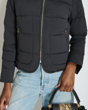 Hermès Black Reversible Puffer Jacket with Stirrup Zip Pull Detail Size M