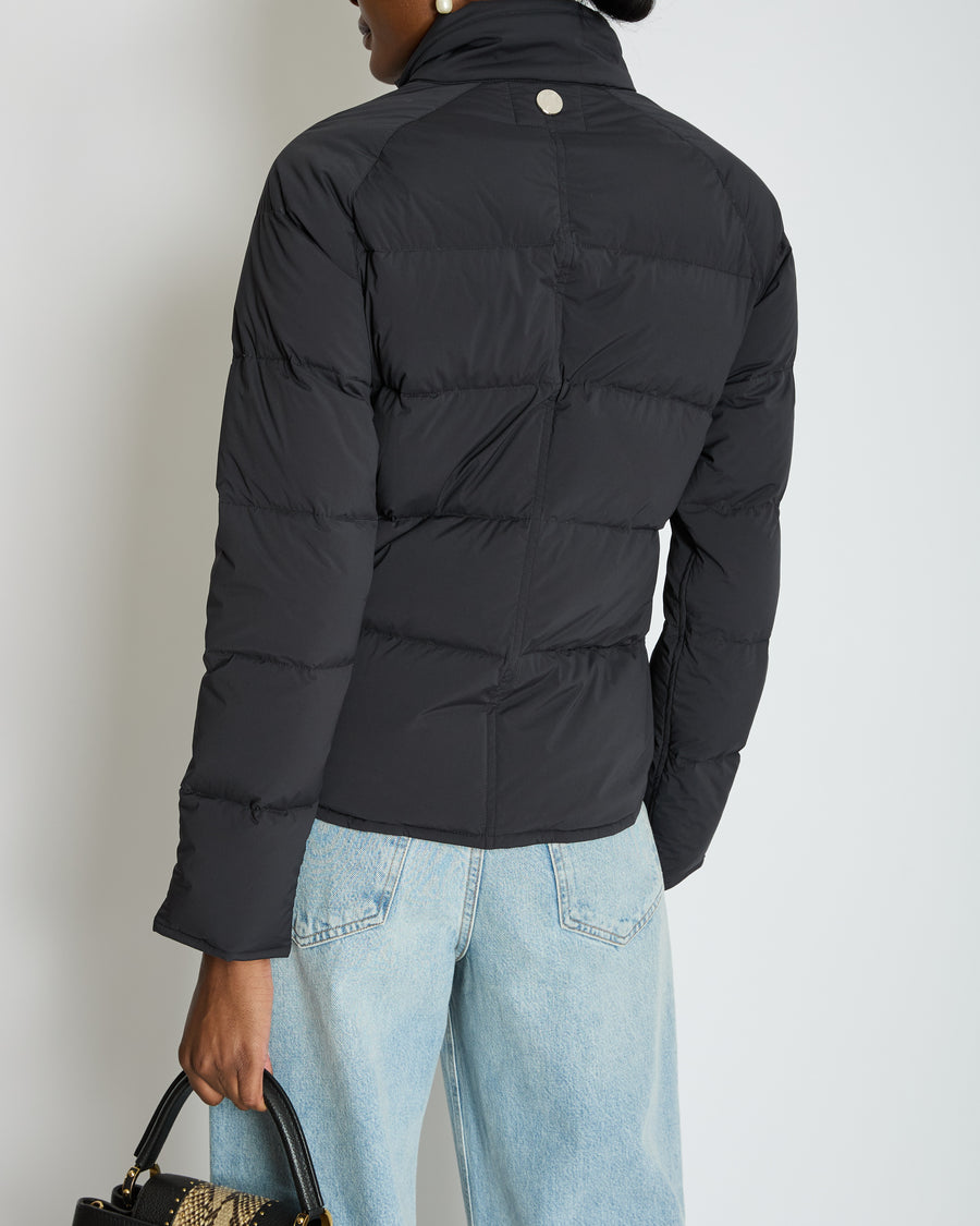 Hermès Black Reversible Puffer Jacket with Stirrup Zip Pull Detail Size M