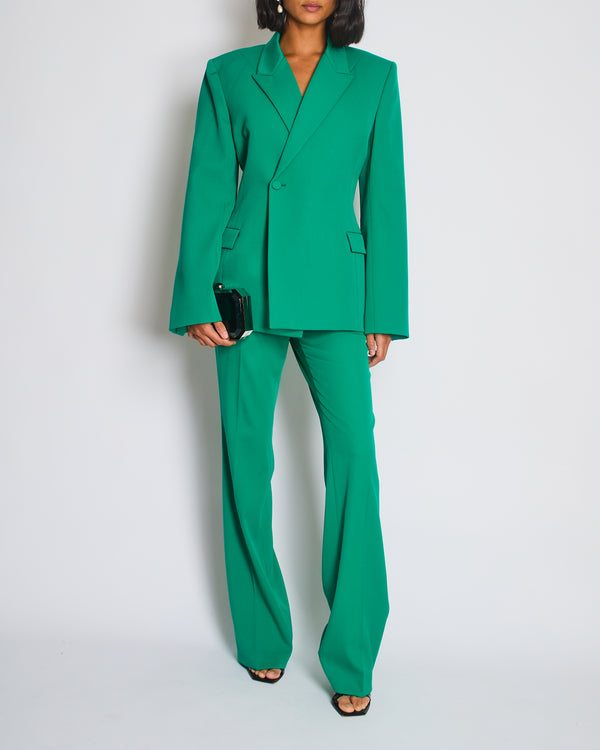 Balenciaga Emerald Green Suit Jacket and Straight Leg Trousers Set Size FR 36 (UK 8)