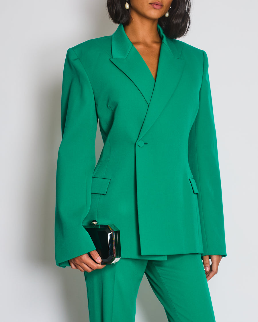 Balenciaga Emerald Green Suit Jacket and Straight Leg Trousers Set Size FR 36 (UK 8)