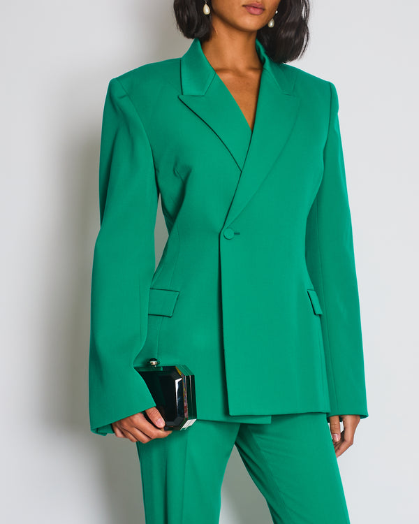 Balenciaga Emerald Green Suit Jacket and Straight Leg Trousers Set Size FR 36 (UK 8)