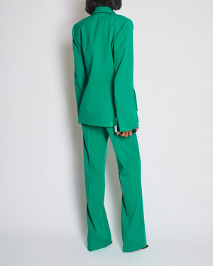 Balenciaga Emerald Green Suit Jacket and Straight Leg Trousers Set Size FR 36 (UK 8)