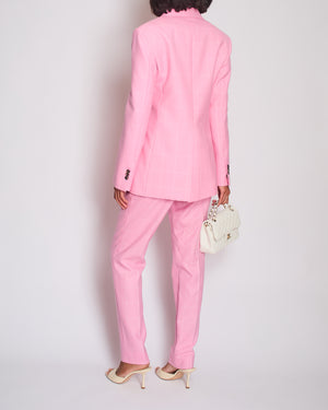 Calvin Klein Candy Pink Check Suit Jacket and Straight Let Trousers Set Size FR 38 (UK 10)