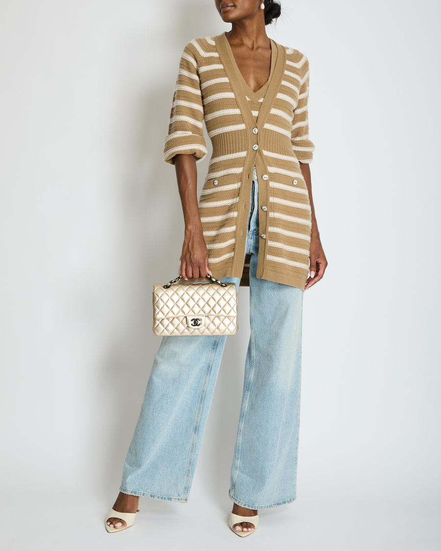 Chanel SS/15 Striped Two Piece Body & Cardigan Set with Pocket Detail Size FR 36 (UK 8)