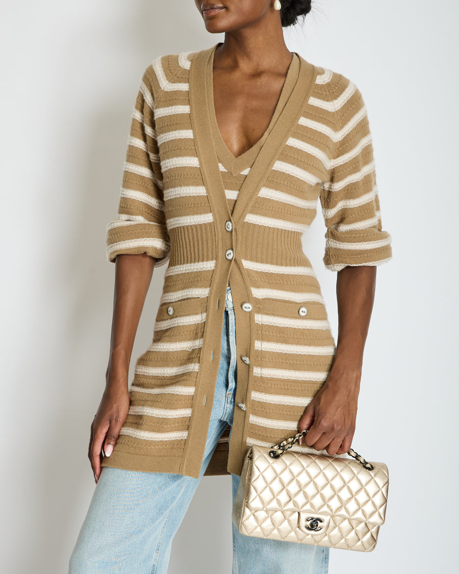 Chanel SS/15 Striped Two Piece Body & Cardigan Set with Pocket Detail Size FR 36 (UK 8)